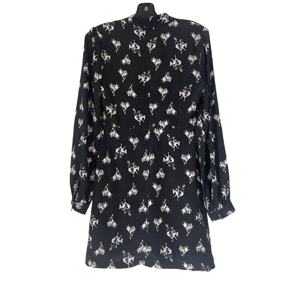 RE/DONE NWT Cowboy Horses Bow 100% Silk Crepe Mini Dress Size S - Picture 6 of 16